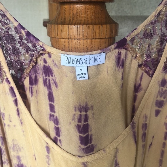 Patrons Of Peace Bohemian Tye Dye Lace Fringe Festival Top - Picture 3 of 8